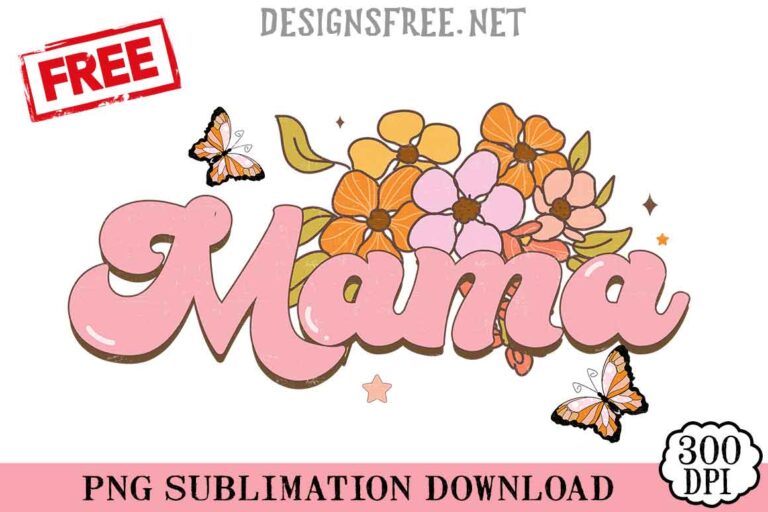 Mama Retro Flower PNG Free