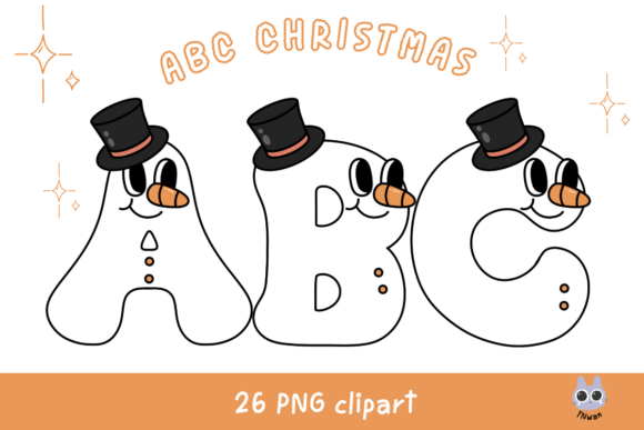 Christmas-Alphabet-Snowman-Retro-Font