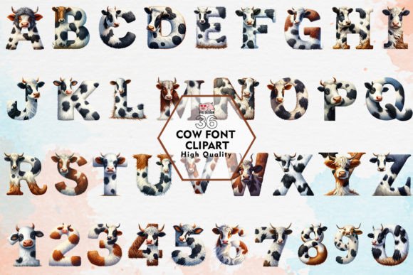 Cow-Font-Sublimation-Clipart