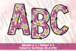 Daisy-Flower-Doodle-Alphabet-Font