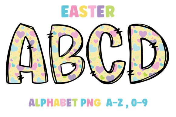 Easter-pastel-heart-alphabet-doodle-font