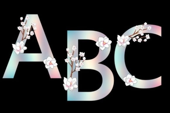 Flower-font-magnolia-alphabet-floral