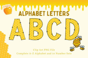 Honeycomb-Alphabet-Sublimation-Bee-Font