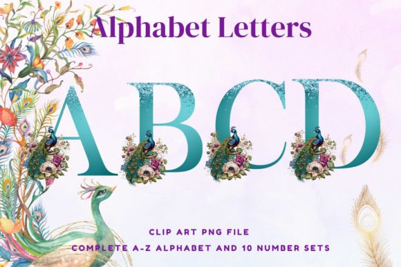 Peacock-Alphabet-Sublimation-Letter-Font