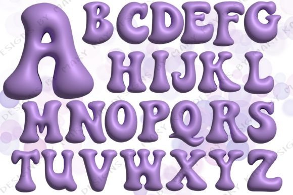 Purple-Alphabet3D-InflatedRetro-Font