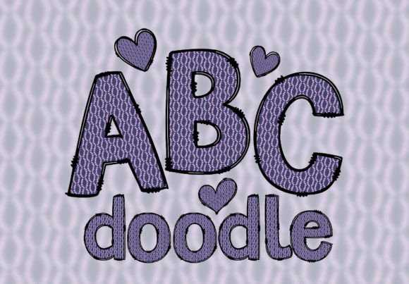Purple-Doodle-Letters-Sublimation-Font