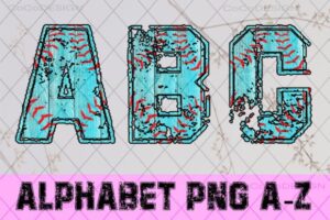 Softball-Turquoise-Wood-Alphabet-Font