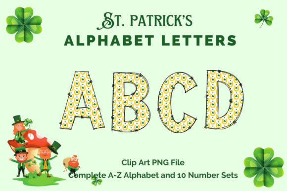 St-Patricks-Alphabet-Doodle-Clover-Font