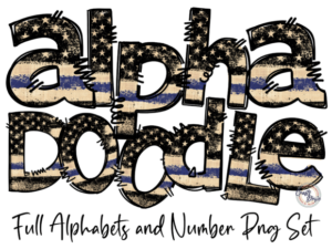 Thin-Blue-Line-Doodle-Font